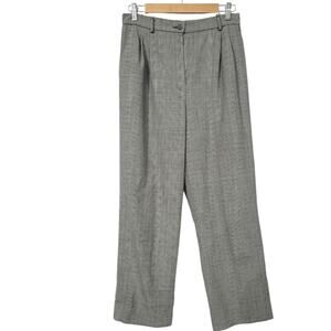 Pendleton WMS 10 Suit Pants Pleated Front Glen Check Tan Black Wool Lined VTG